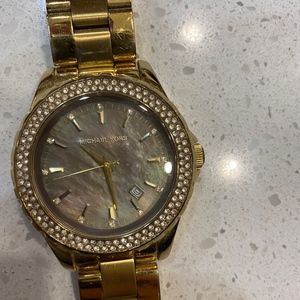 Michael Kors mother of pearl crystal faced watch